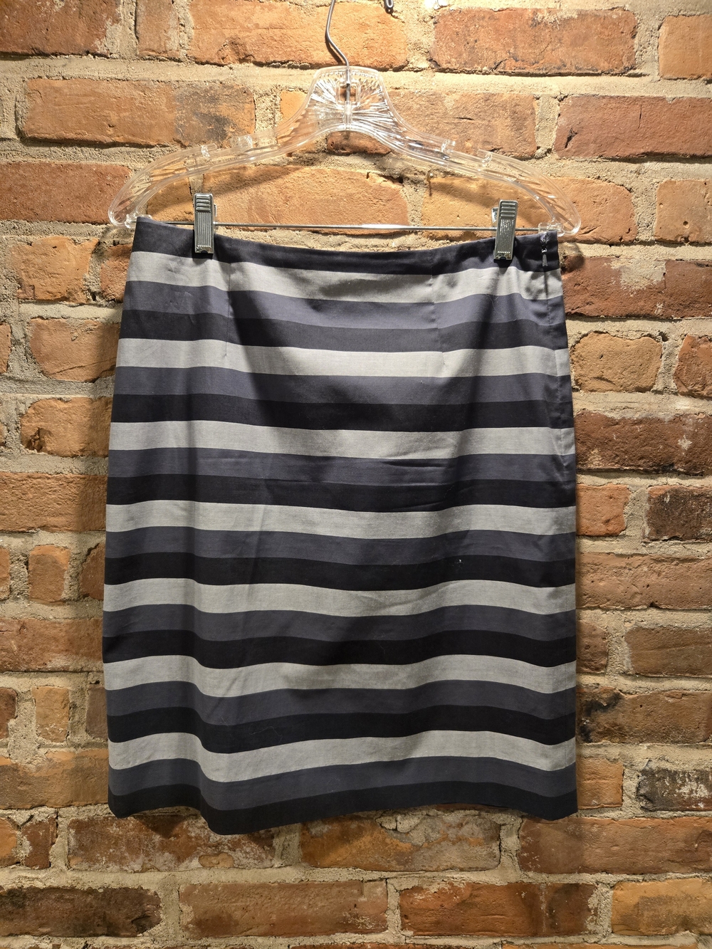 Halogen Black & Light Gray Horizontal Stripe Pencil Skirt